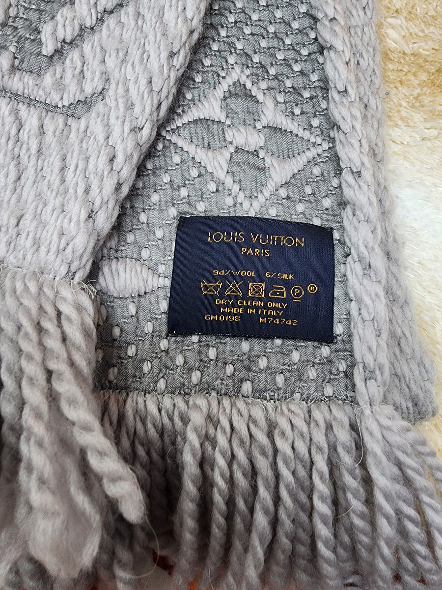 Louis Vuitton Grey Wool & Silk Logomania Scarf Louis Vuitton