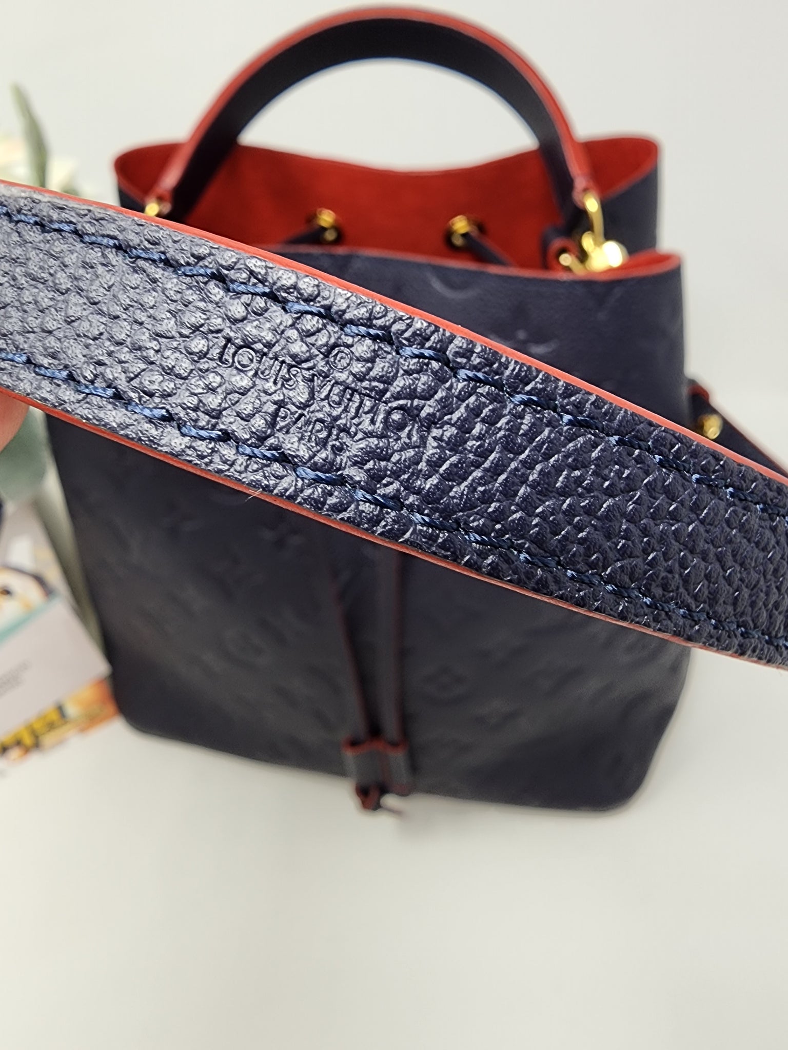 Louis Vuitton NeoNoe Bucket Bag Monogram Empreinte Leather MM Blue Marine  Rouge