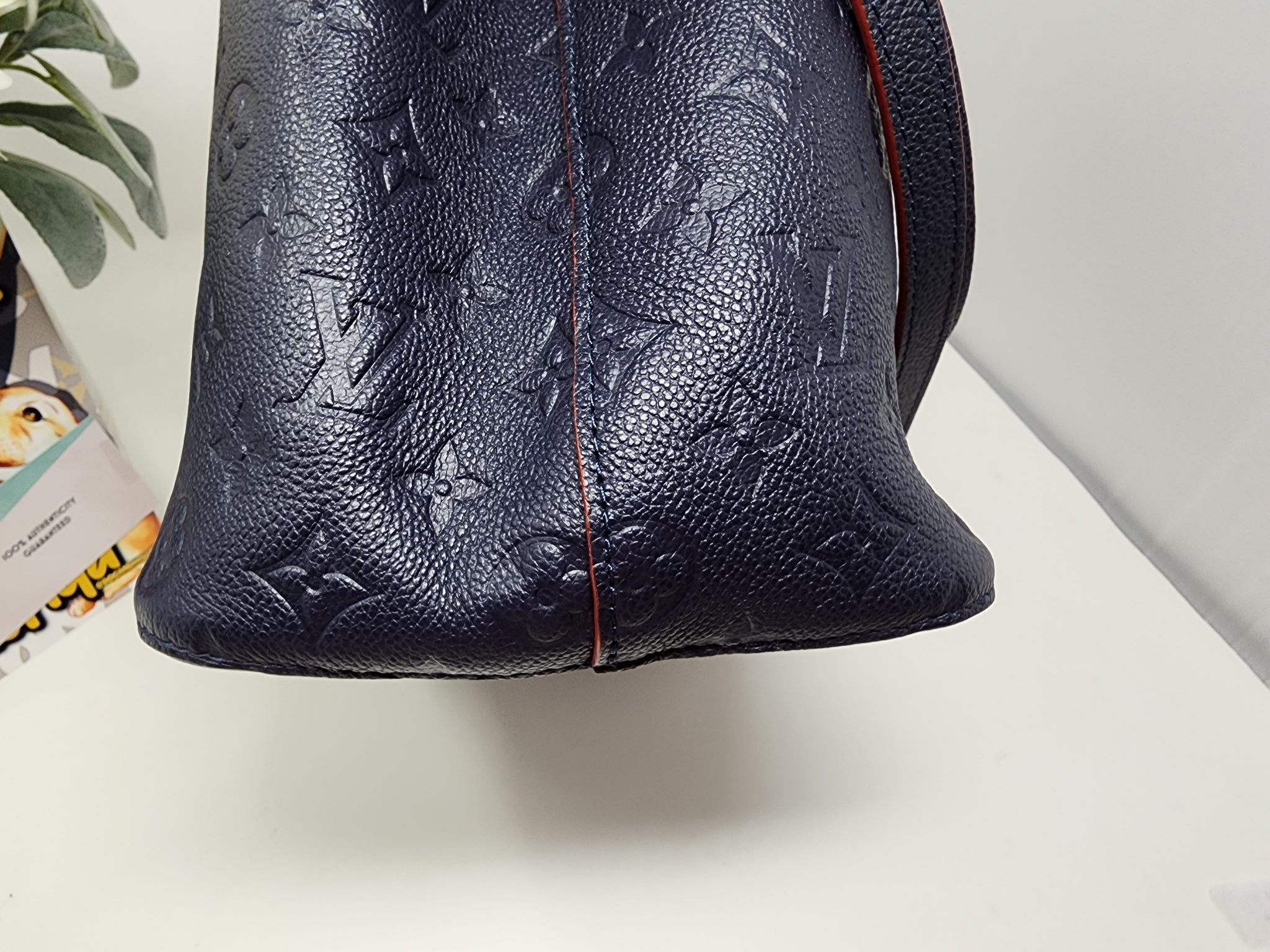 Authentic Louis Vuitton Navy Blue Monogram Empreinte Leather Neonoe MM Bag