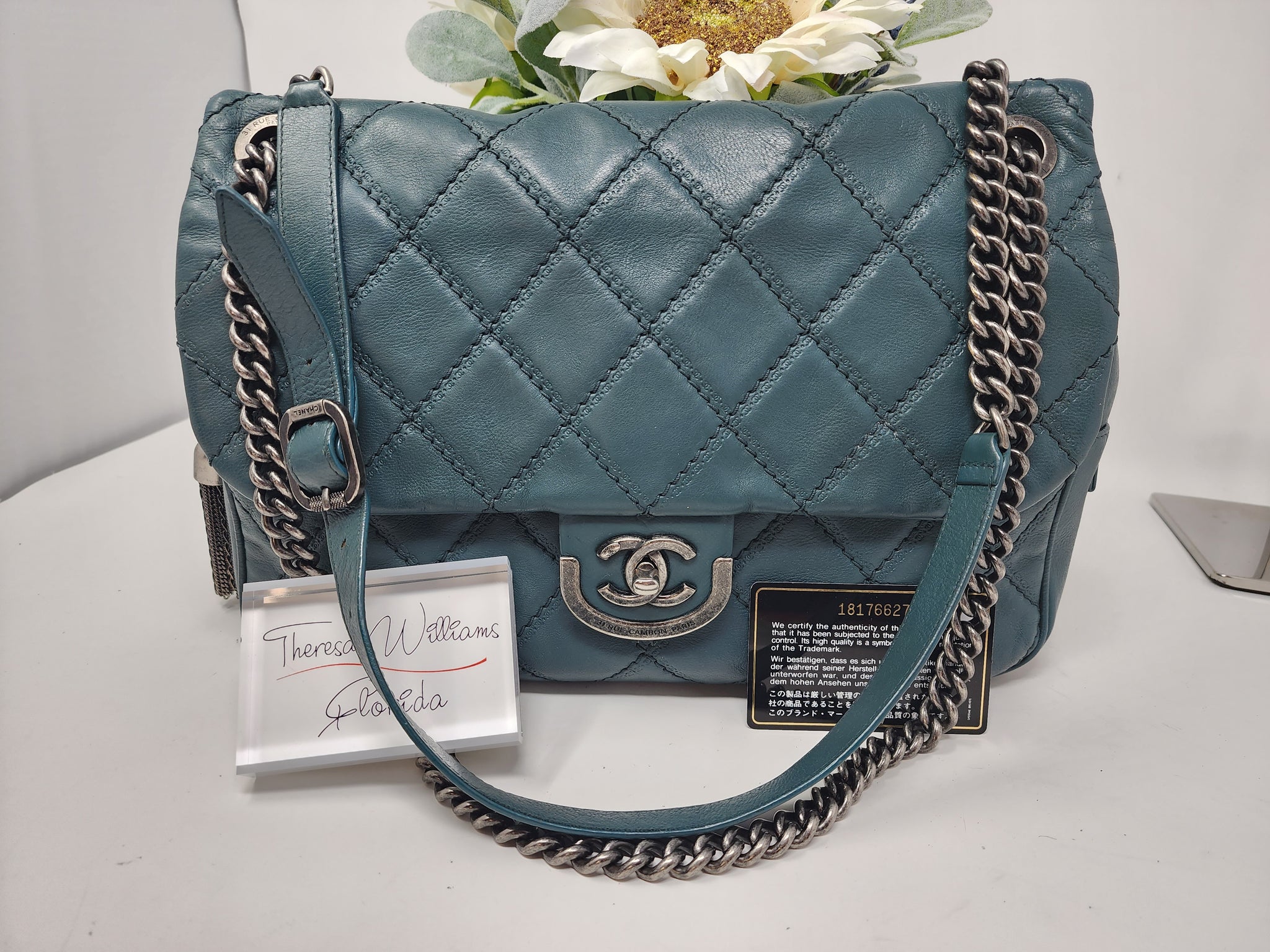 teal chanel purse