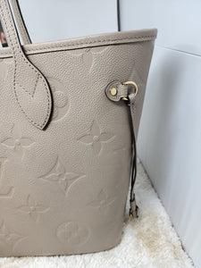 LOUIS VUITTON EMPREINTE NEVERFULL MM WITH POUCH, TURTLEDOVE