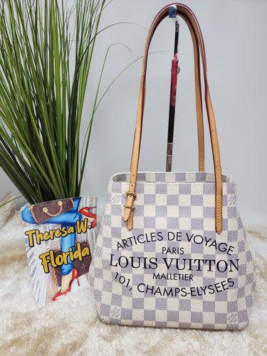 Louis Vuitton, Bags, Louis Vuitton Cabas Pm Adventure Voyage Damier Azur  Tote Shoulder Bag White Lv