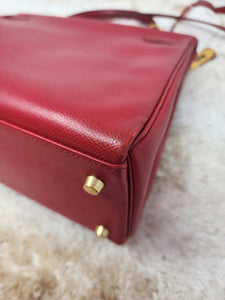 HERMES KELLY 32 ROUGE VIF COURCHEVEL, GHW