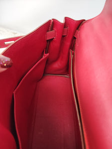 HERMES KELLY 32 ROUGE VIF COURCHEVEL, GHW