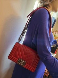 CHANEL SMALL CHEVRON BOY FLAP