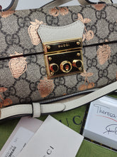 GUCCI GG SUPREME BERRY MINI PADLOCK TOP HANDLE CROSSBODY