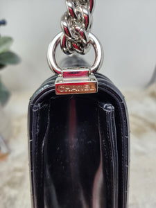 CHANEL LARGE BOY BAG BLACK PATENT