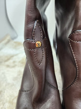 LOUIS VUITTON BROWN KNEE HIGH TALL LOGO LEATHER BOOTS - SIZE 41