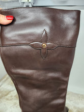 LOUIS VUITTON KNEE HIGH TALL LOGO LEATHER BOOTS - SIZE 41
