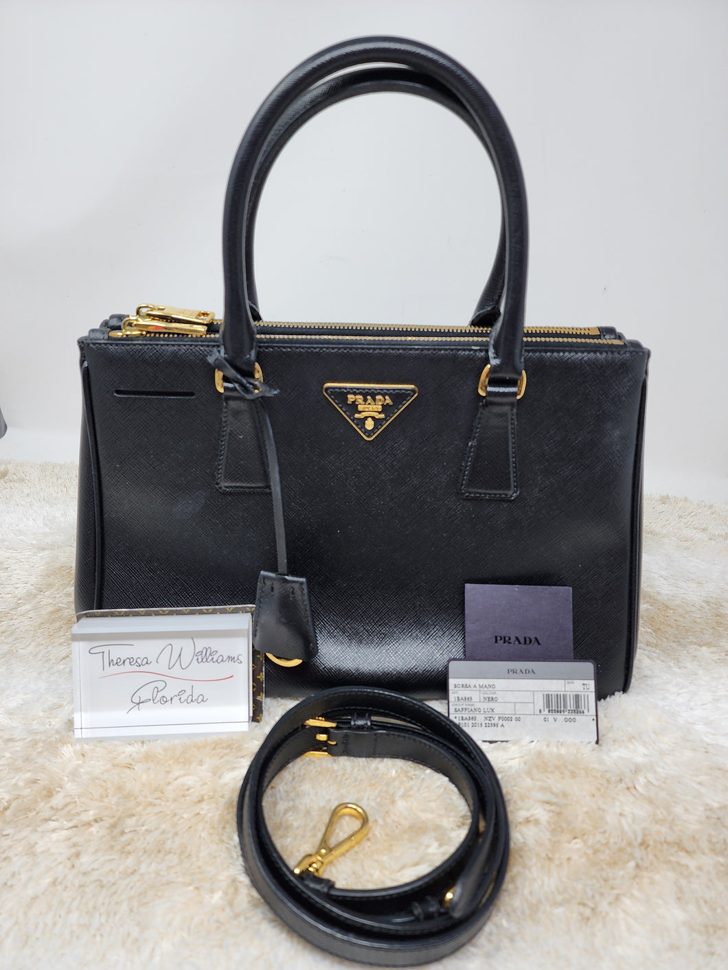 PRADA BORSA A MANO BLACK SAFFIANO HANDBAG