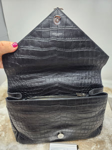 YSL EMBOSSED BLACK LARGE COLLÈGE BAG