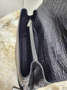 YSL EMBOSSED BLACK LARGE COLLÈGE BAG