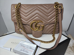 GUCCI MARMONT MEDIUM FLAP BAG - DUNE ROSE