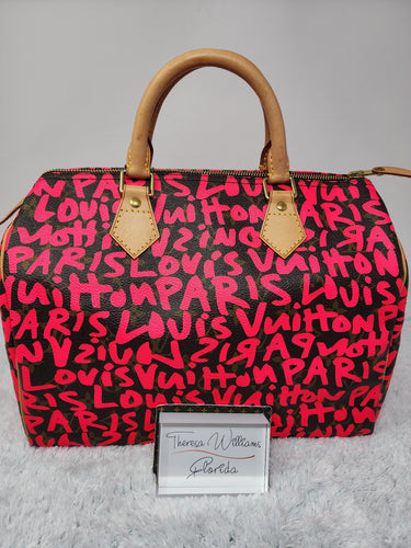 LOUIS VUITTON LIMITED EDITION STEPHEN SPROUSE PINK GRAFFITI SPEEDY 30