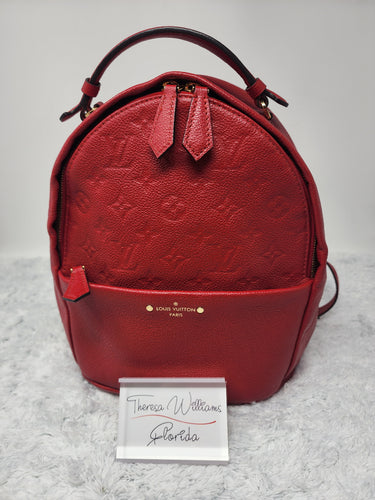 LOUIS VUITTON EMPREINTE RED LEATHER SORBONNE BACKPACK