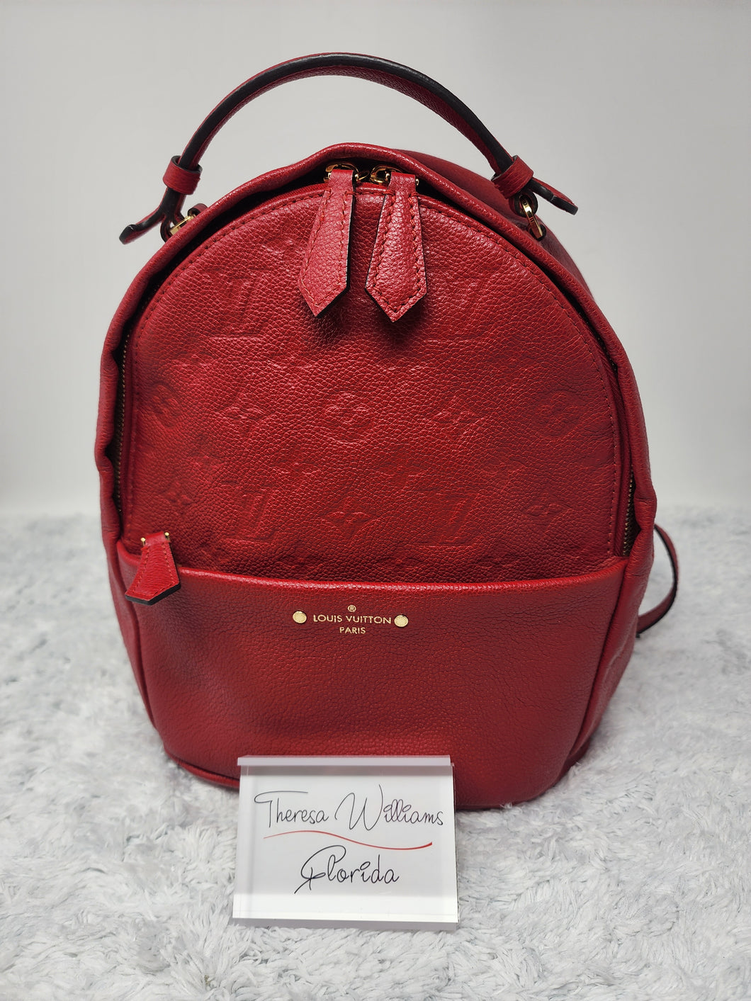 LOUIS VUITTON EMPREINTE RED LEATHER SORBONNE BACKPACK