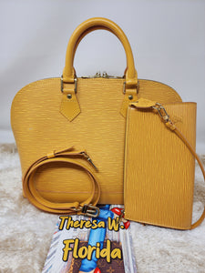 LOUIS VUITTON EPI YELLOW GOLD ALMA PM & STRAP (POCHETTE sold separately)