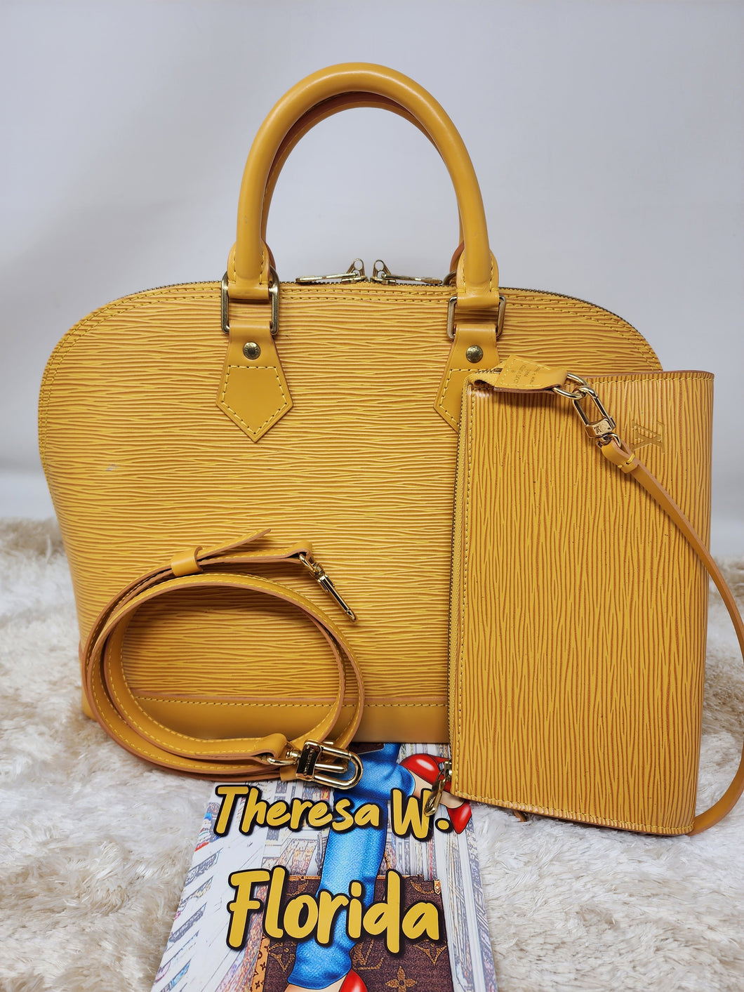 LOUIS VUITTON EPI YELLOW GOLD ALMA PM & STRAP (POCHETTE sold separately)