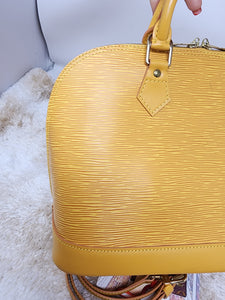 LOUIS VUITTON EPI YELLOW GOLD ALMA PM & STRAP (POCHETTE sold separately)