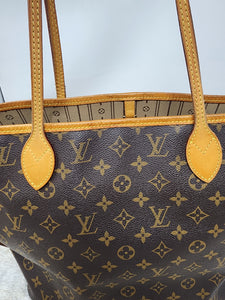 LOUIS VUITTON MONOGRAM NEVERFULL MM, BEIGE INTERIOR