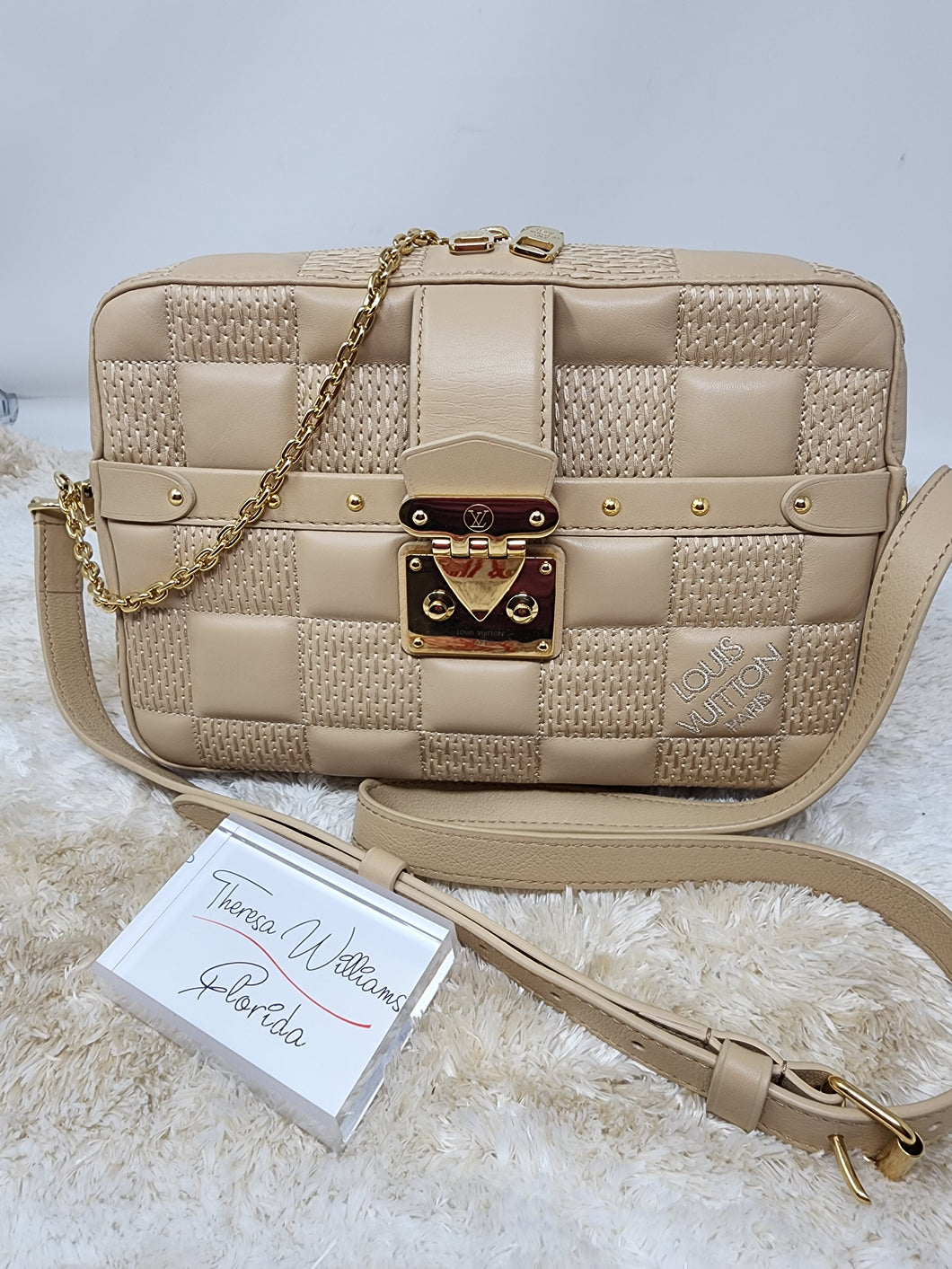 LOUIS VUITTON TROCA DAMIER LAMBSKIN LEATHER CROSSBODY