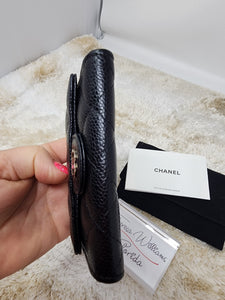 CHANEL BLACK CAVIAR CARD HOLDER, LIKE NEW