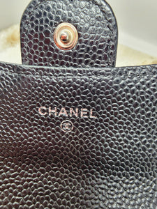 CHANEL BLACK CAVIAR CARD HOLDER, LIKE NEW