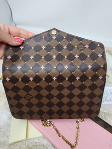 LOUIS VUITTON LIMITED EDITION FELICIE STUDDED CROSSBODY, INSERTS RECEIPT