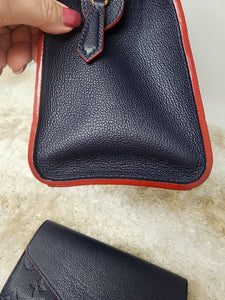 LOUIS VUITTON EMPREINTE MARINE ROUGE PONT NEUF MM & MATCHING WALLET