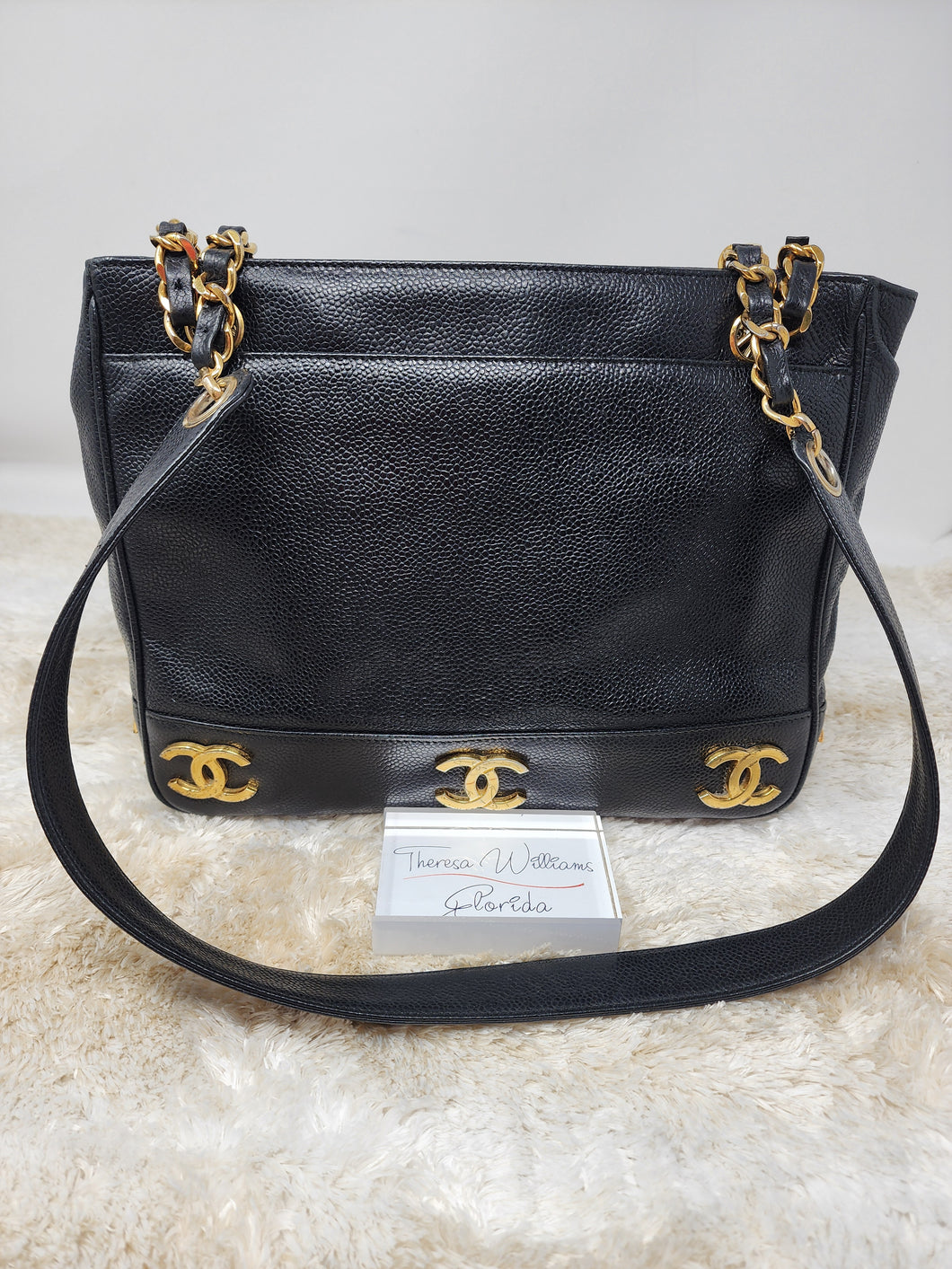 CHANEL TRIPLE C BLACK CAVIAR SHOULDER BAG