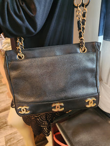 CHANEL TRIPLE C BLACK CAVIAR SHOULDER BAG