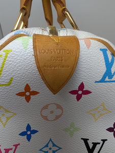 LOUIS VUITTON WHITE MULTI COLOR SPEEDY 30