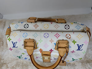 LOUIS VUITTON WHITE MULTI COLOR SPEEDY 30