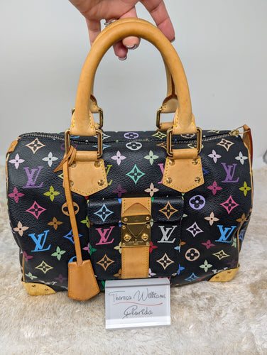 LOUIS VUITTON BLACK MULTI COLOR SPEEDY 30