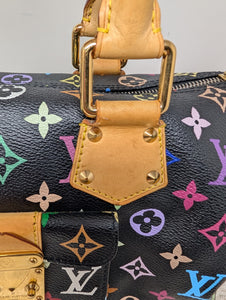 LOUIS VUITTON BLACK MULTI COLOR SPEEDY 30