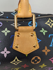 LOUIS VUITTON BLACK MULTI COLOR SPEEDY 30