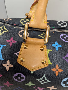 LOUIS VUITTON BLACK MULTI COLOR SPEEDY 30