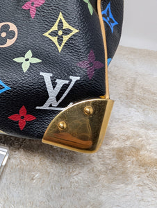 LOUIS VUITTON BLACK MULTI COLOR SPEEDY 30