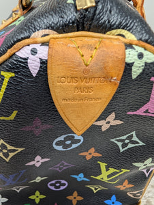 LOUIS VUITTON BLACK MULTI COLOR SPEEDY 30