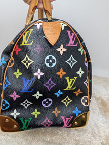 LOUIS VUITTON BLACK MULTI COLOR SPEEDY 30