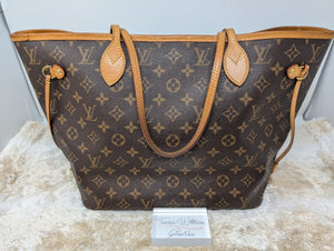 LOUIS VUITTON MONOGRAM NEVERFULL MM, RED INTERIOR