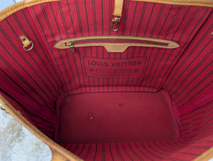 LOUIS VUITTON MONOGRAM NEVERFULL MM, RED INTERIOR