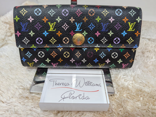 LOUIS VUITTON BLACK MULTICOLOR SARAH WALLET