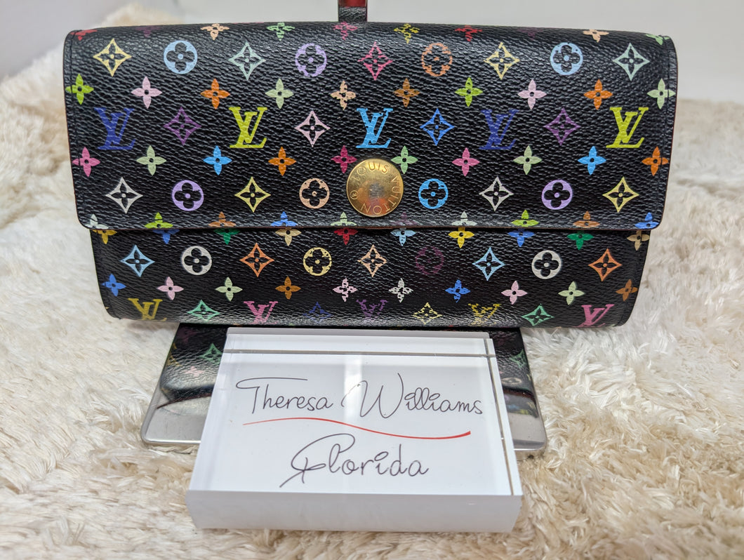 LOUIS VUITTON BLACK MULTICOLOR SARAH WALLET
