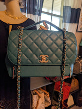 CHANEL GREEN/TEAL BUSINESS AFFINITY FLAP MEDIUM, MINT