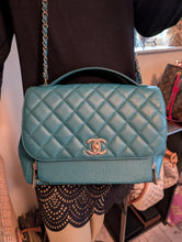 CHANEL GREEN/TEAL BUSINESS AFFINITY FLAP MEDIUM, MINT