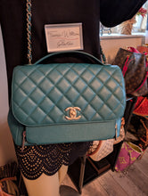CHANEL GREEN/TEAL BUSINESS AFFINITY FLAP MEDIUM, MINT