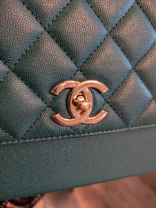 CHANEL GREEN/TEAL BUSINESS AFFINITY FLAP MEDIUM, MINT
