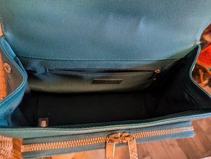 CHANEL GREEN/TEAL BUSINESS AFFINITY FLAP MEDIUM, MINT