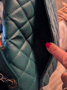 CHANEL GREEN/TEAL BUSINESS AFFINITY FLAP MEDIUM, MINT